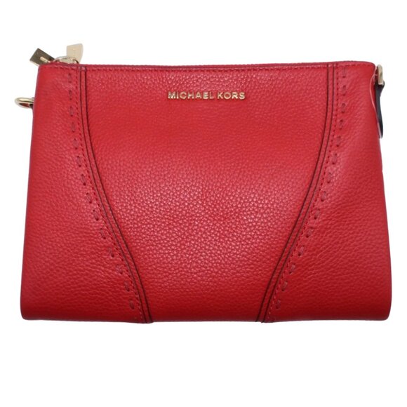 Michael Kors Red Pebble Leather Purse Wallet Clutch- Missing Chain minor defect - Picture 1 of 10